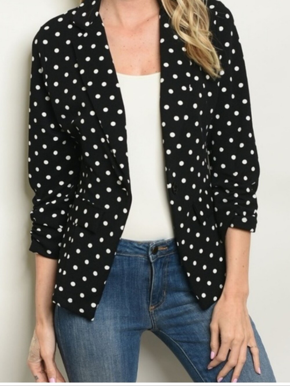 Kaii Black Blazer with White Polka Dots